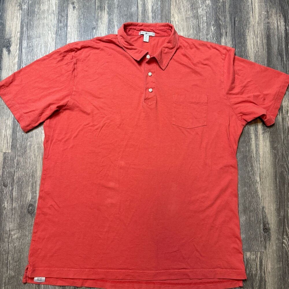 Peter Millar Men's Red Pima Cotton Short Sleeve Polo Shirt